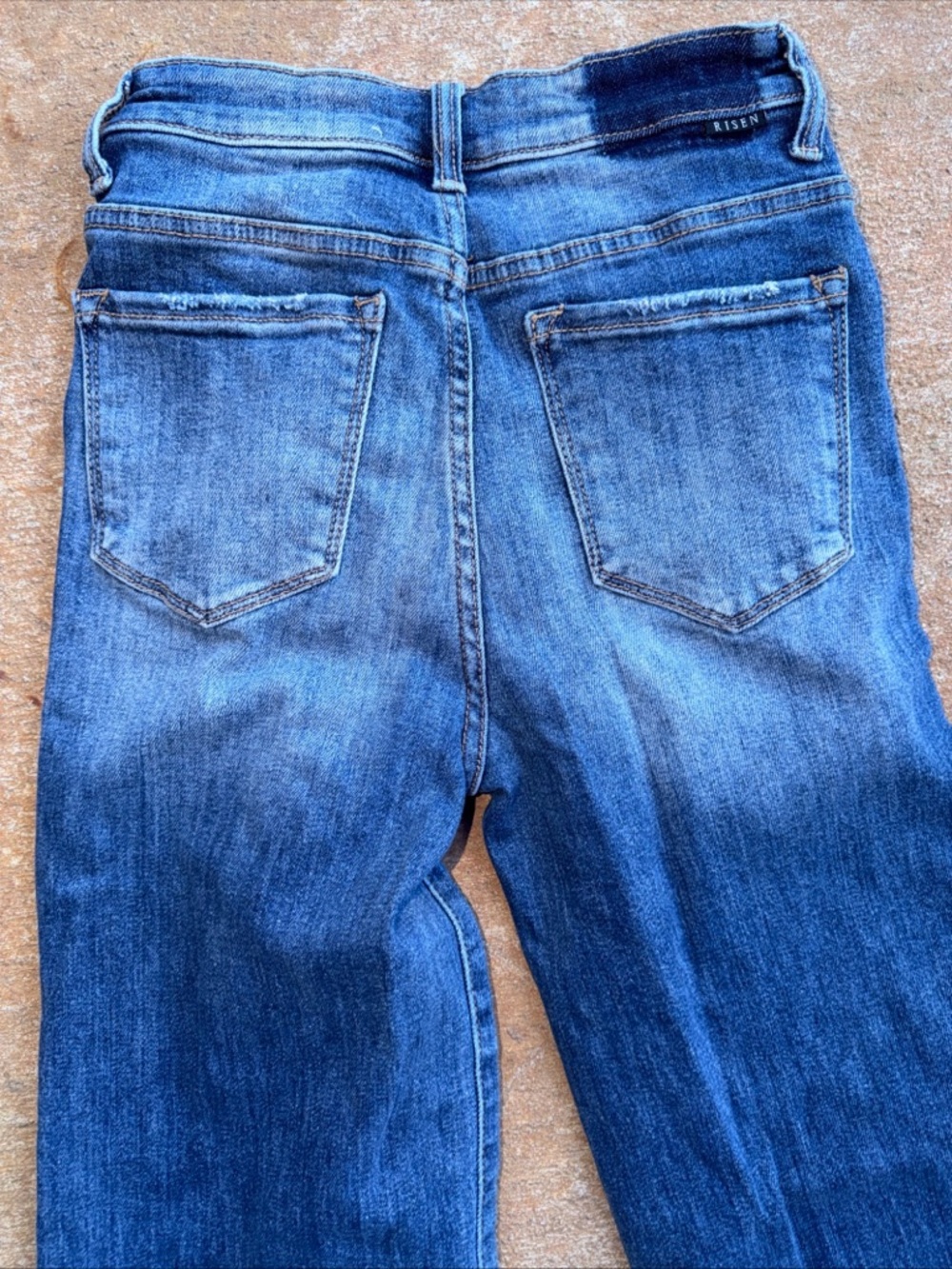 Risen Jeans Jane Mid-Rise Faux Fold Over Straight Leg Jeans 1/25 RDP5314 Denim * - Picture 6 of 6